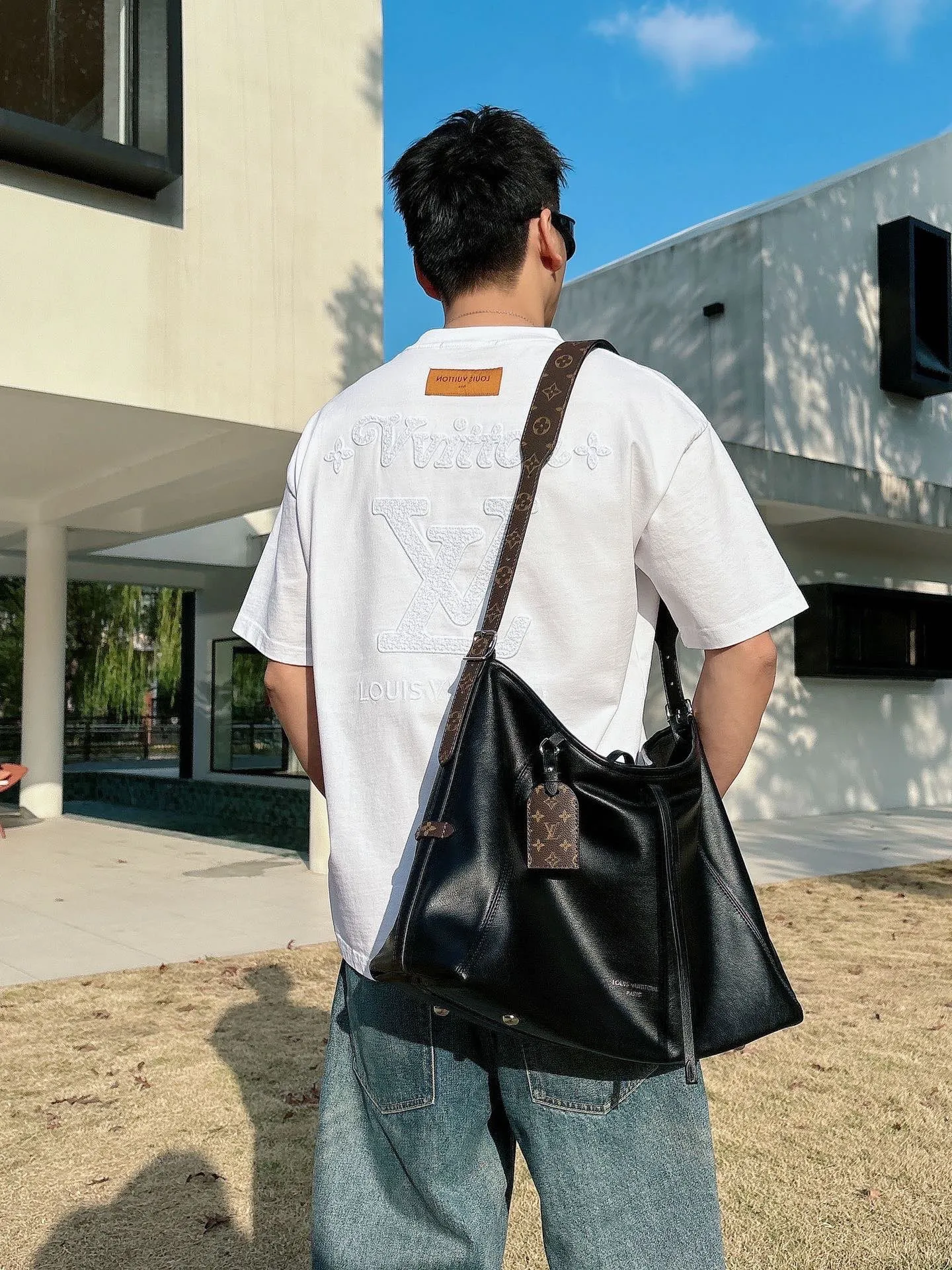 Louis Vuitton/Louis Vuitton 26ss woven letter embroidered short sleeves